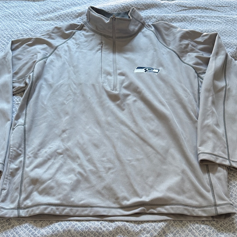 Men's Seahawks Gray Quarter-Zip Jacket